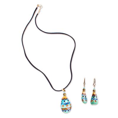 Village Trends,'Gold-Accented Marble Jewelry Set'