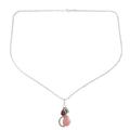 Two Teardrops,'Garnet and Opal Teardrop Pendant Necklace from India'