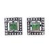 Beautiful Windows in Green,'Square Green Composite Turquoise Stud Earrings from India'