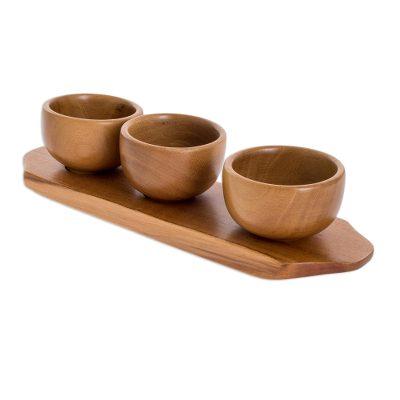 Natural Elegance,'Wood Condiment Serving Set (4 Pi...