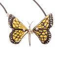 Gold Metamorphosis,'Yellow Ceramic Sterling Silver Butterfly Pendant Necklace'