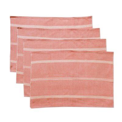 Solola Honeysuckle,'Hand Loomed Honeysuckle Striped Cotton Placemats (Set of 4)'