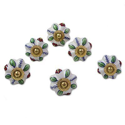 Garden Glamour,'Ceramic Cabinet Knobs Floral Multi...