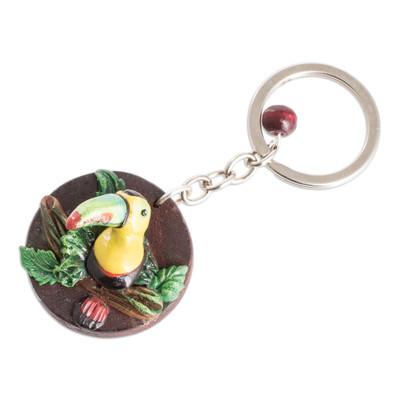 The Little Toucan,'Handmade Painted Pinewood and Cold Porcelain Toucan Keychain'