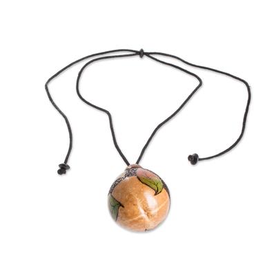 Leafy Scenes,'Leaf-Themed Handcrafted Calabash Gourd Pendant Necklace'