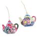 Time for Coffee,'Two Handcrafted Ceramic Coffee Pot Ornaments from Mexico'