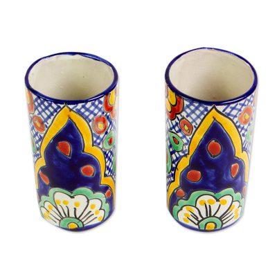 Hidalgo Fiesta,'Talavera-Style Ceramic Tumblers (Pair)'