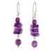 Purple Monoliths,'Amethyst and Sterling Silver Dangle Earrings from Thailand'