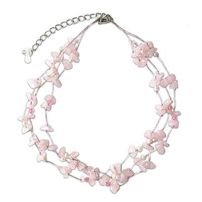 'Natural Spectacular' - Rose Quartz and Pearl Beaded Necklace