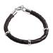 Bold Black,'Collectible Men's Leather and Silver Wristband Bracelet'