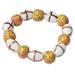 White Damsel,'Multicolor Recycled Glass Beaded Stretch Bracelet from Ghana'