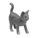 Curious Cat,'Standing Wood Kitten Figurine in Grey and White from Bali'