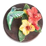 The Tropical Hummingbird,'Painted Pinewood and Cold Porcelain Hummingbird Magnet'