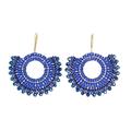 Delight in Blue,'Blue and Black Glass Beaded Dangle Earrings from Costa Rica'