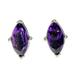 'Polished Button Earrings with Marquise-Shaped Amethyst Gems'