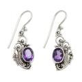 Women's Sterling Silver Dangle Amethyst Earrings 'Balinese Breezes'