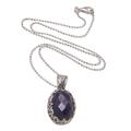 Regal Bouquet,'Sapphire and Gold Accented Sterling Silver Pendant Necklace'