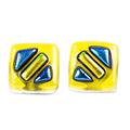 Sun Fusion,'Handmade Yellow and Blue Fused Glass Earrings'