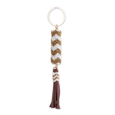 Lovely Radiance,'Beaded Leather Keychain and Bag Charm Handmade in Guatemala'