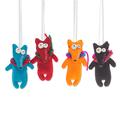 Colors & Foxes,'Set of 4 Handcrafted Fox Felt Ornaments in Diverse Hues'