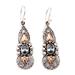 '18k Gold-Accented Dangle Earrings with Blue Topaz Jewels'