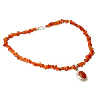 'Flame of Love' - Fair Trade Carnelian Pendant Necklace