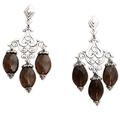 Dinner Party,'Sterling Silver Chandelier Dangle Earrings with Smoky Quartz'