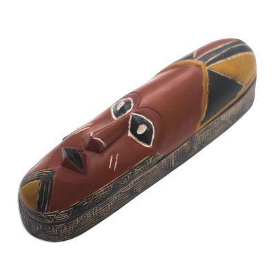 African Pride,'Wood Decorative Box Shaped Like an African Mask'