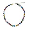 Multi-gemstone flower necklace, 'Rainbow Blooms'