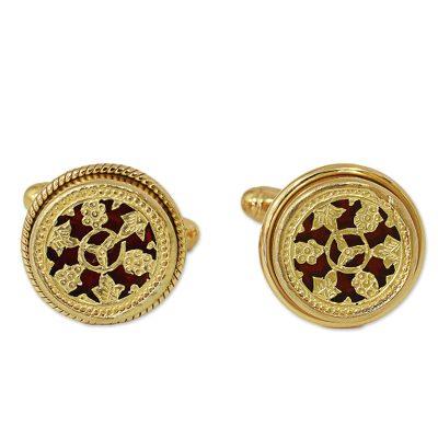 Floral Wheels,'Hand Made Gold Plated Floral Cuffli...