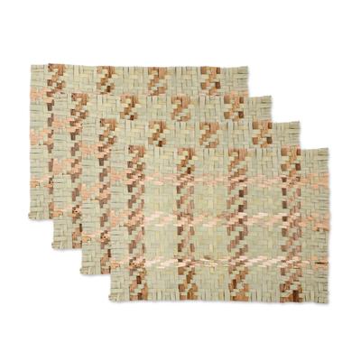 Nature Love,'Set of 4 Natural Fiber Placemats Handwoven in Guatemala'