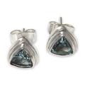 Classic Blue Topaz Stud Earrings Set in Sterling 925 Silver 'Sky Blue Trinity'