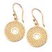 Golden Mirage,'18k Gold-Plated Floral Geometric Round Dangle Earrings'