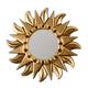 Bright Sun,'Antiqued Round Bronze Gilded Wood Wall Mirror with Sun Motif'