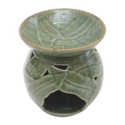 Coconut Leaves,'Tropical Theme Green Ceramic Oil W...