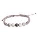 Mineral Energies,'Handcrafted Grey Macrame Bracelet with Marble and Onyx Beads'