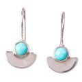 Sweet Equilibrium,'Taxco Sterling Silver and Natural Turquoise Drop Earrings'