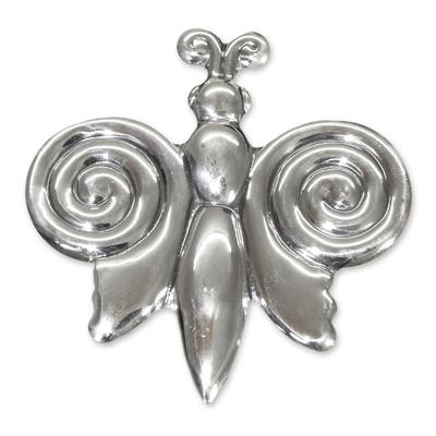 Sterling silver brooch pin pendant, 'Bubble Butterfly'