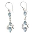 Blue topaz dangle earrings, 'Mystic Wonder'