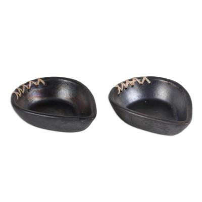 Drop Saga,'Pair of Handcrafted Drop-Shaped Black C...