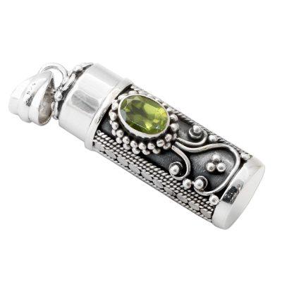 Calmness,'Peridot and 925 Silver Prayer Box Pendant from India'