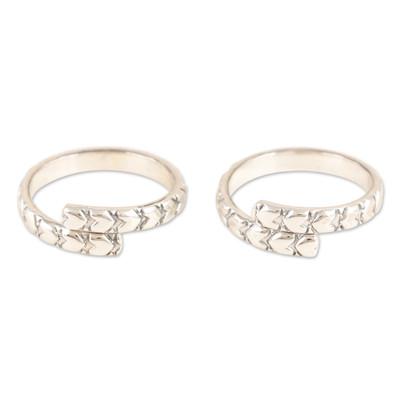 Loving Hug,'Pair of Sterling Silver Toe Rings with...