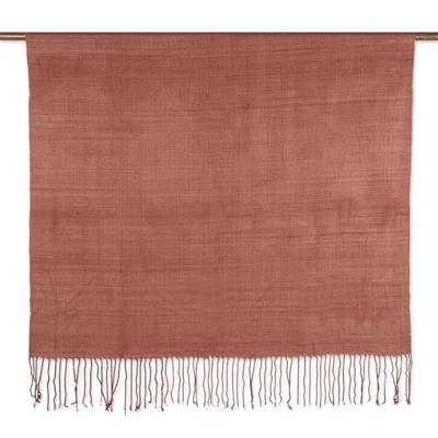 Raisin Charm,'Brown 100% Silk Throw Blanket Hand-W...