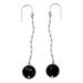 Twirling Comets,'Onyx Globes on Rhodium Plated Sterling Silver Earrings'