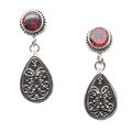 Mystic Leaves in Red,'Sterling Silver and Garnet Dangle Earrings from Bali'