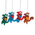 Colors & Wolves,'Set of 4 Handcrafted Wolf Felt Ornaments in Diverse Hues'