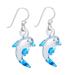 Dolphin Glam,'Handblown Glass Dolphin Dangle Earrings from Thailand'