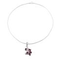 Garnet flower necklace, 'Rosebuds'