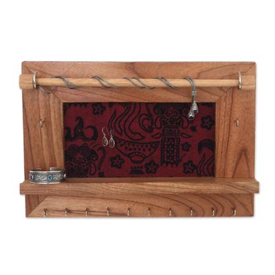 Tegalalang Heritage in Tan,'Wood and Cotton Jewelry Display Wall Panel Handmade in Bali'