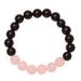 Gleaming Union,'Rose Quartz and Onyx Beaded Stretch Bracelet from India'